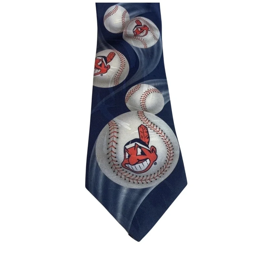 Ralph Marlin Cleveland Indians Necktie Mens OS Blue Baseball MLB Vintage 1994